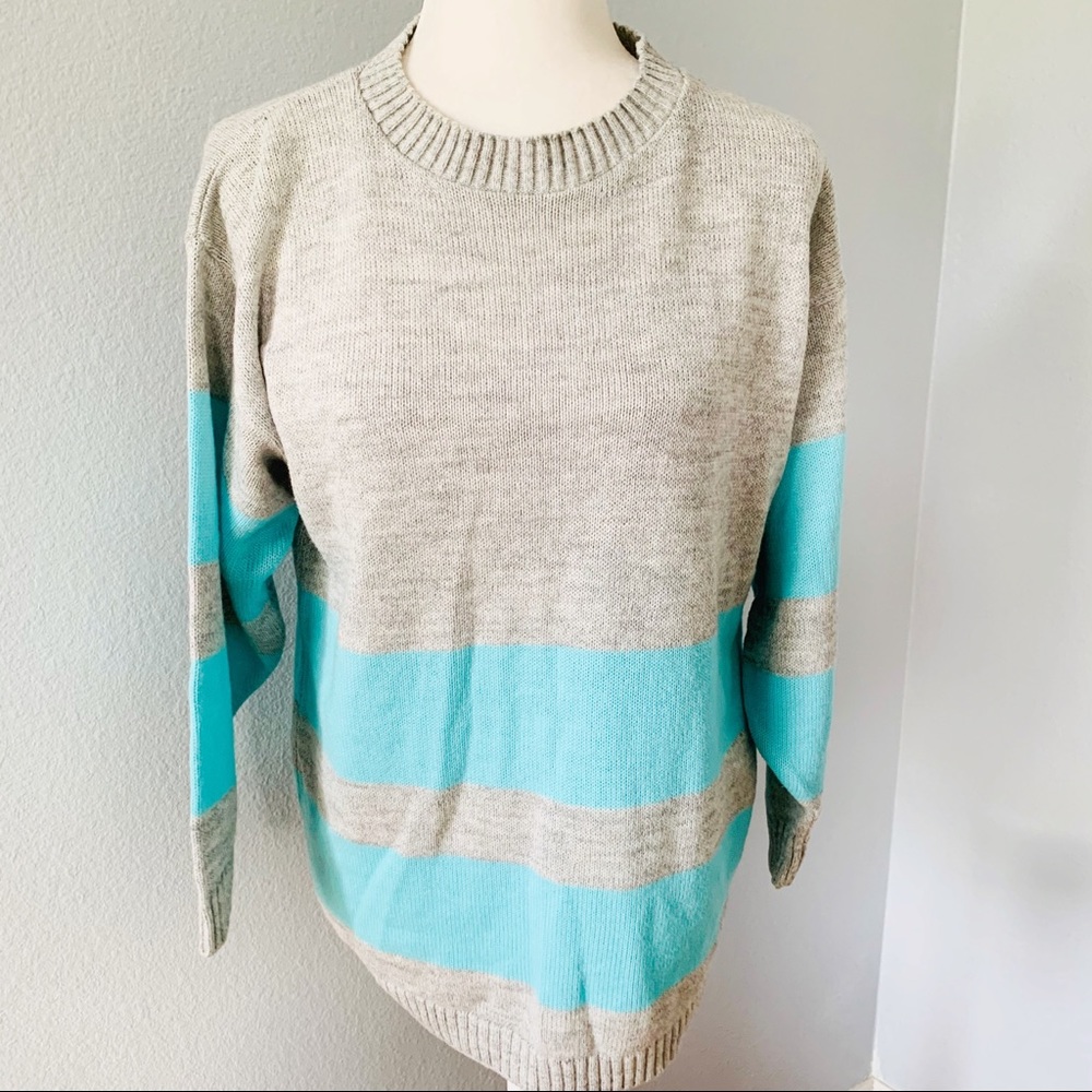 Vintage 80’s Gray/Blue Pullover Crewneck Sweater M